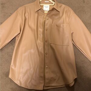 Abercrombie & Fitch Light Brown Faux Leather Shirt